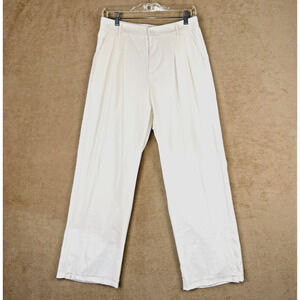 Womens Dress Pants Large White Straight Wide Leg Business Casual Work Trousers